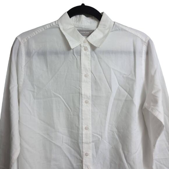 NWT EVERLANE Silky Cotton Relaxed Shirt Off-white Long Sleeve Button Down Size 8 - Picture 2 of 10